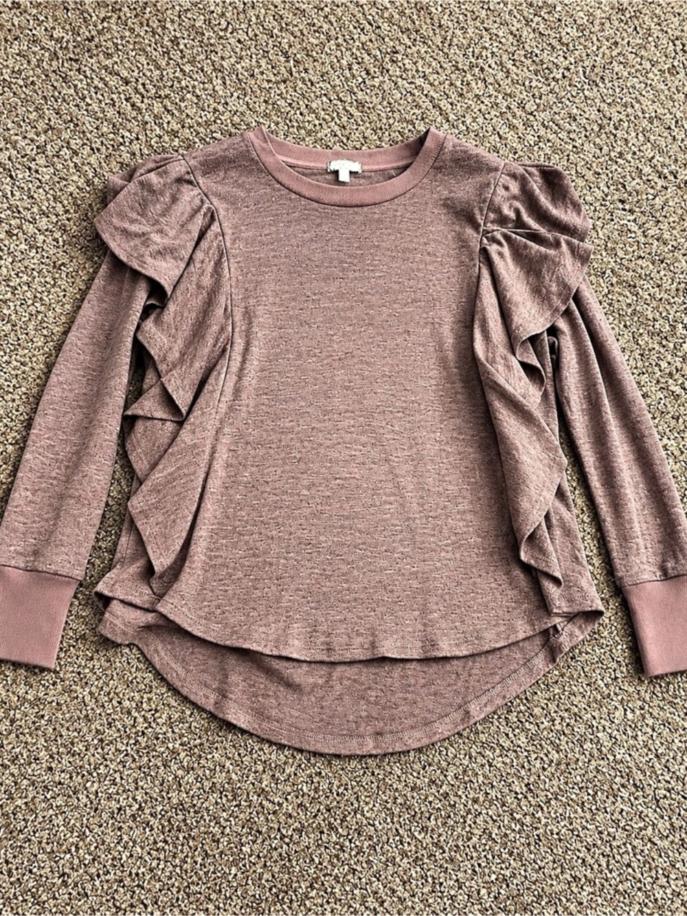 Eyeshadow Pink Long Sleeve Ruffle Top Size Large